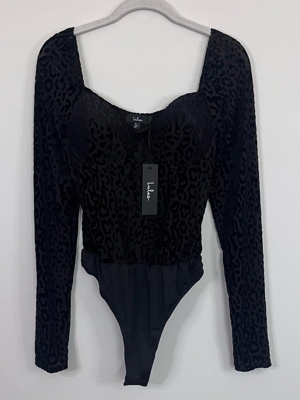 Lulus Wild Forever Black Animal Print Sheer Bustier Bodysuit Large NWT - Picture 4 of 13